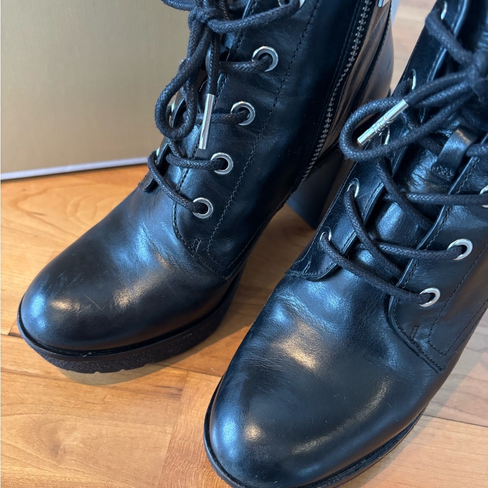 Michael Kors Black Kim Lace Up Bootie Leather Ankle Boots, 7 M - Picture 10 of 14